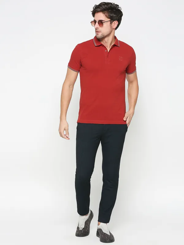 Being Human Regular Fit Men Polo Neck T-Shirts-Winery