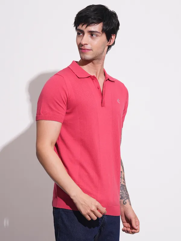 Being Human Men Regular Fit T-Shirts-Coral