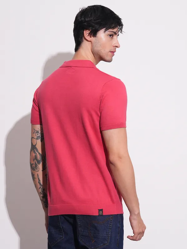 Being Human Men Regular Fit T-Shirts-Coral