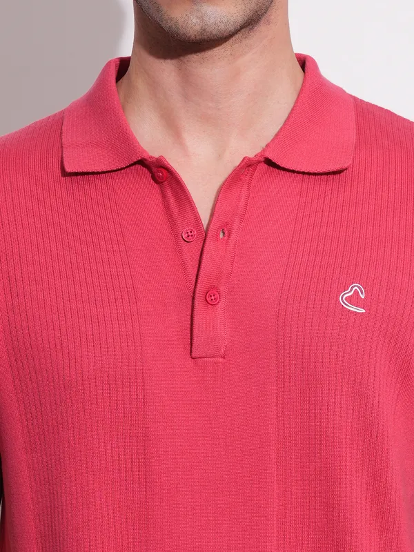 Being Human Men Regular Fit T-Shirts-Coral