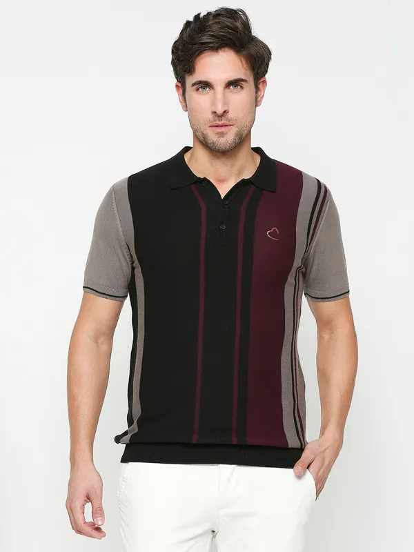 Being Human Clothing Men Regular Fit Polo Neck T-Shirts-Black