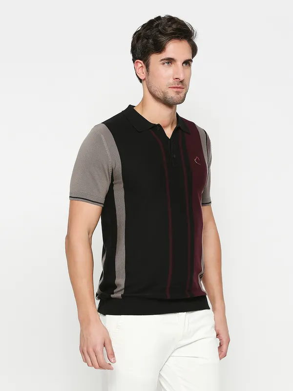 Being Human Clothing Men Regular Fit Polo Neck T-Shirts-Black
