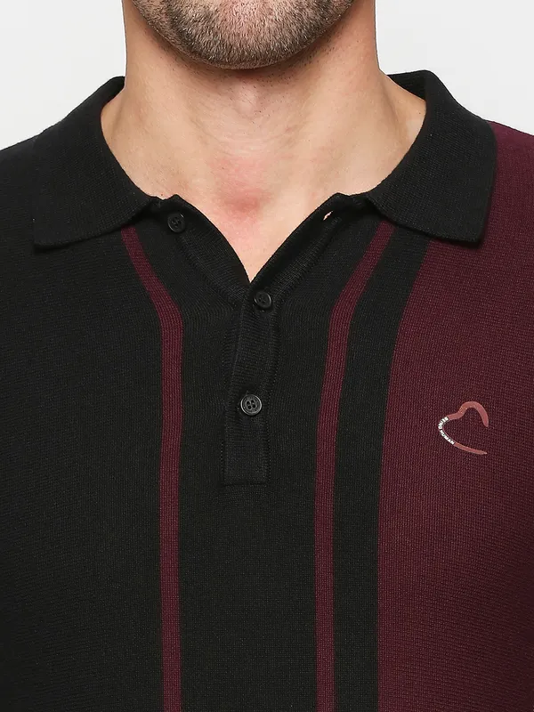 Being Human Clothing Men Regular Fit Polo Neck T-Shirts-Black