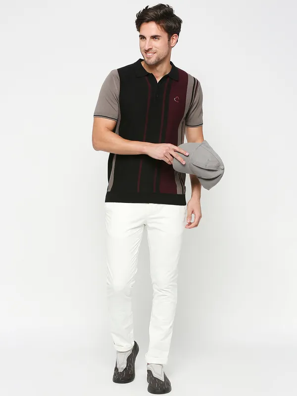 Being Human Clothing Men Regular Fit Polo Neck T-Shirts-Black