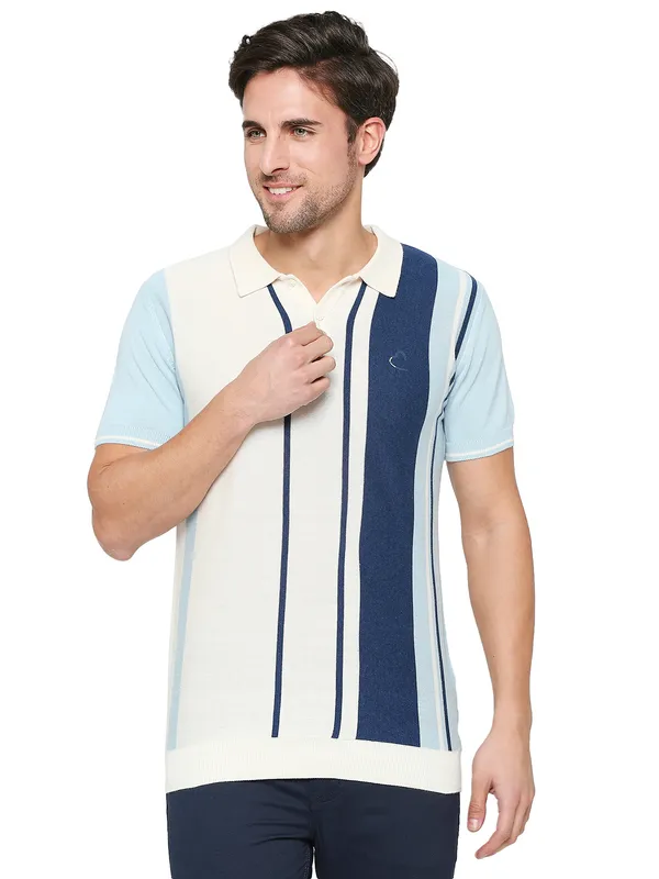 Being Human Clothing Men Regular Fit Polo Neck T-Shirts-Off White