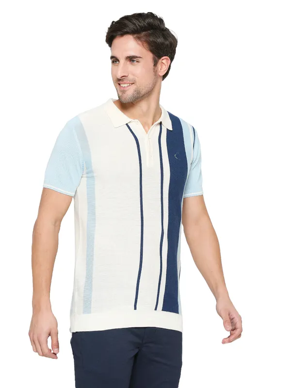 Being Human Clothing Men Regular Fit Polo Neck T-Shirts-Off White