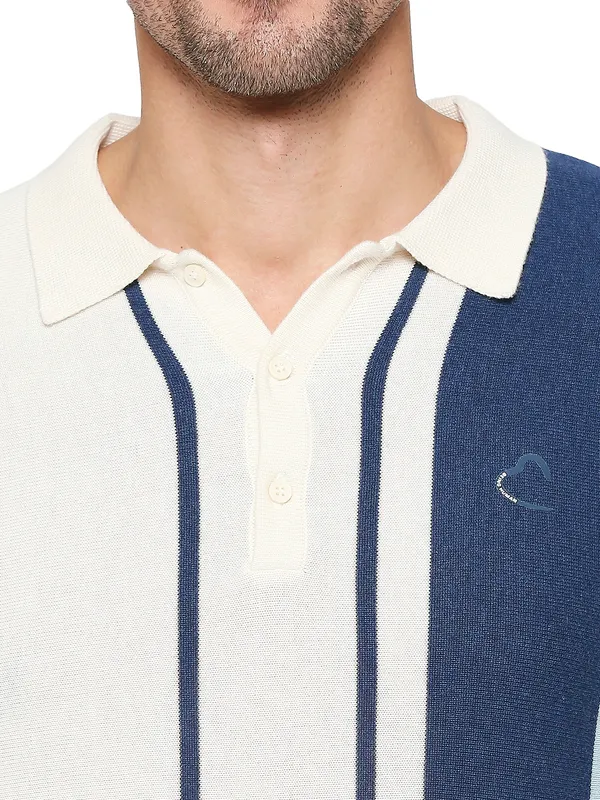 Being Human Clothing Men Regular Fit Polo Neck T-Shirts-Off White