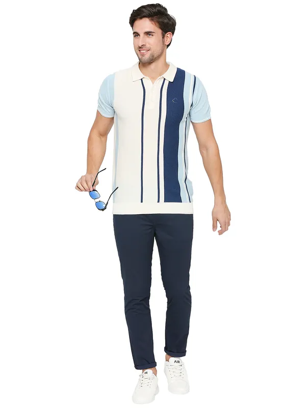 Being Human Clothing Men Regular Fit Polo Neck T-Shirts-Off White