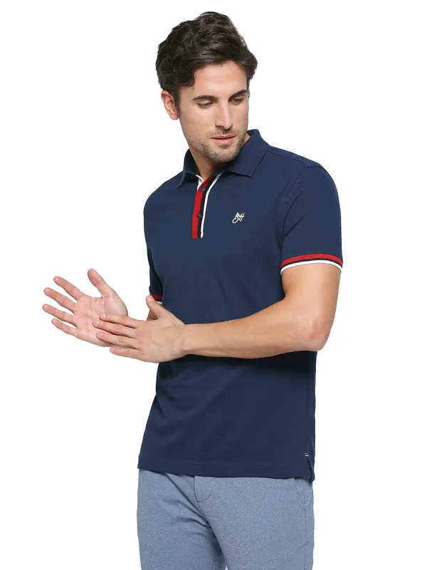 Being Human Clothing Men Regular Fit Polo Neck T-Shirts-Navy
