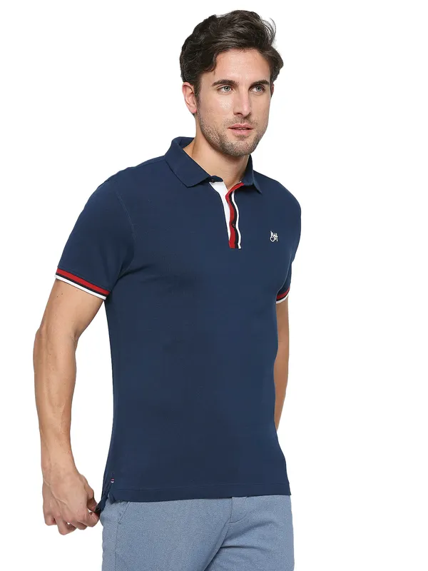 Being Human Clothing Men Regular Fit Polo Neck T-Shirts-Navy