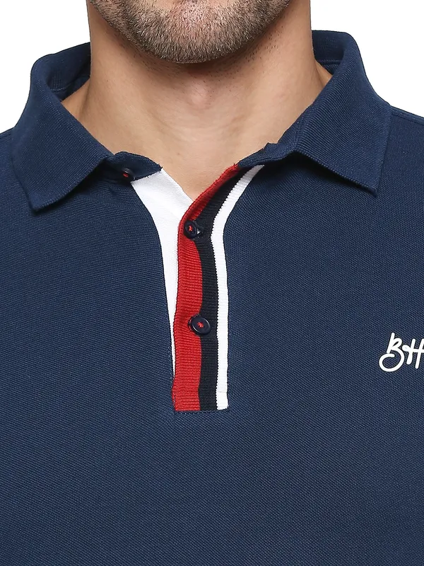Being Human Clothing Men Regular Fit Polo Neck T-Shirts-Navy