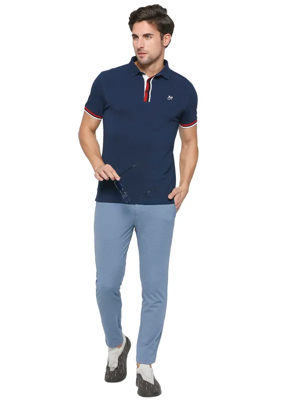 Being Human Clothing Men Regular Fit Polo Neck T-Shirts-Navy