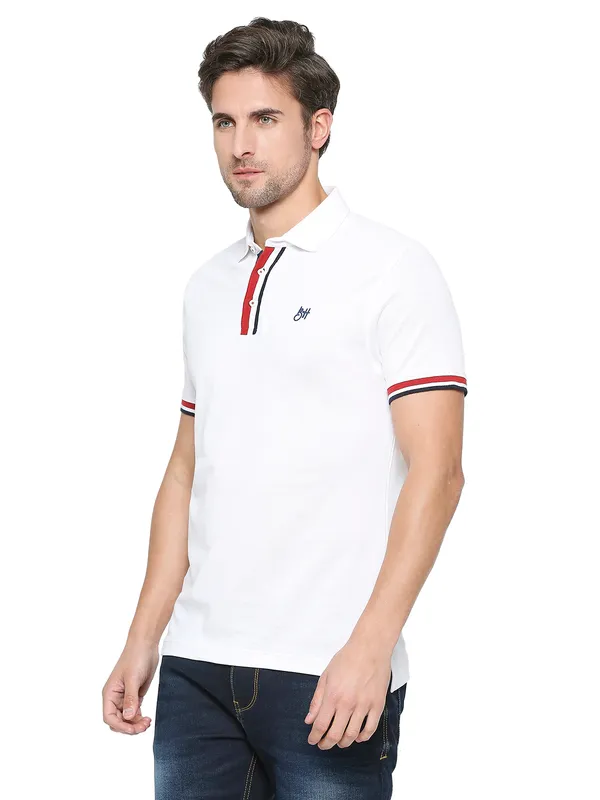 Being Human Clothing Men Regular Fit Polo Neck T-Shirts-White