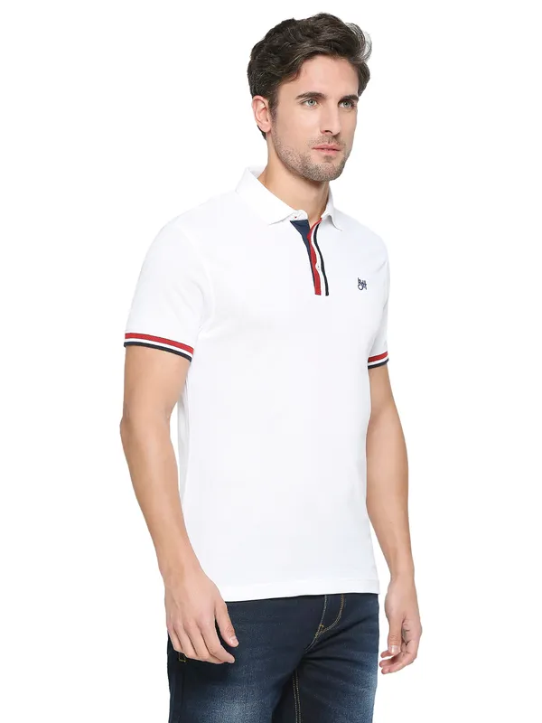 Being Human Clothing Men Regular Fit Polo Neck T-Shirts-White