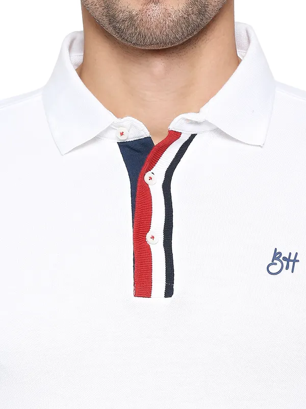 Being Human Clothing Men Regular Fit Polo Neck T-Shirts-White