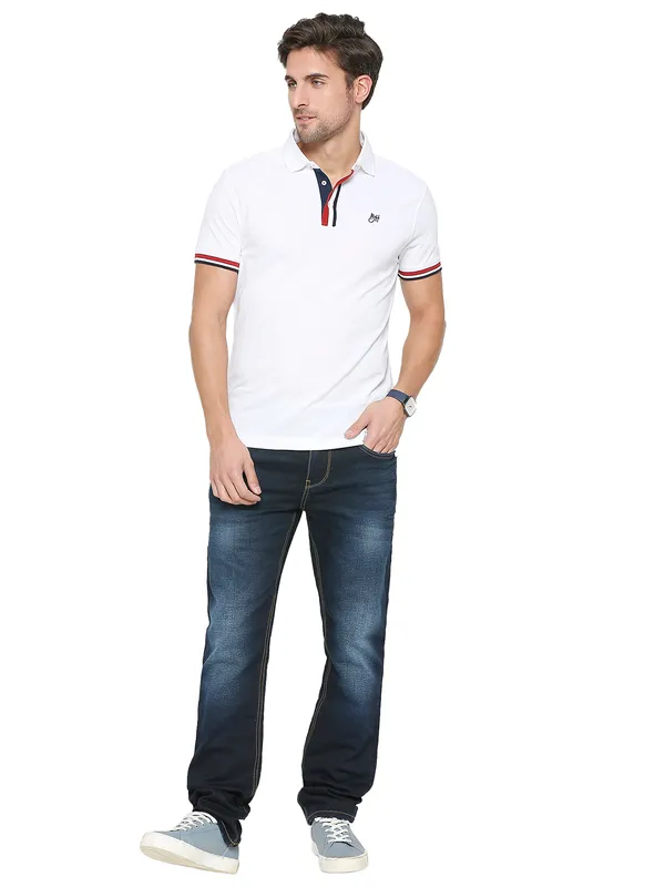 Being Human Clothing Men Regular Fit Polo Neck T-Shirts-White
