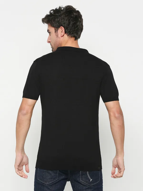Being Human Clothing Men Regular Fit Polo Neck T-Shirts-Black