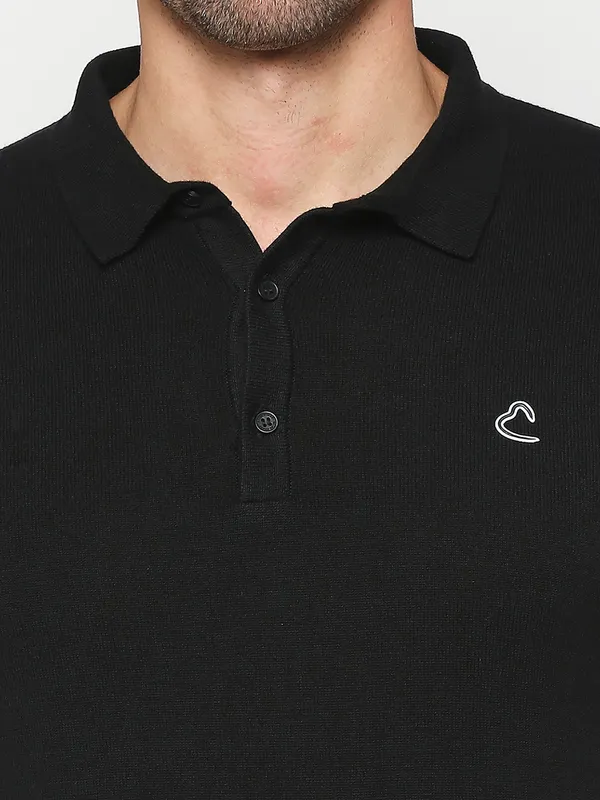 Being Human Clothing Men Regular Fit Polo Neck T-Shirts-Black