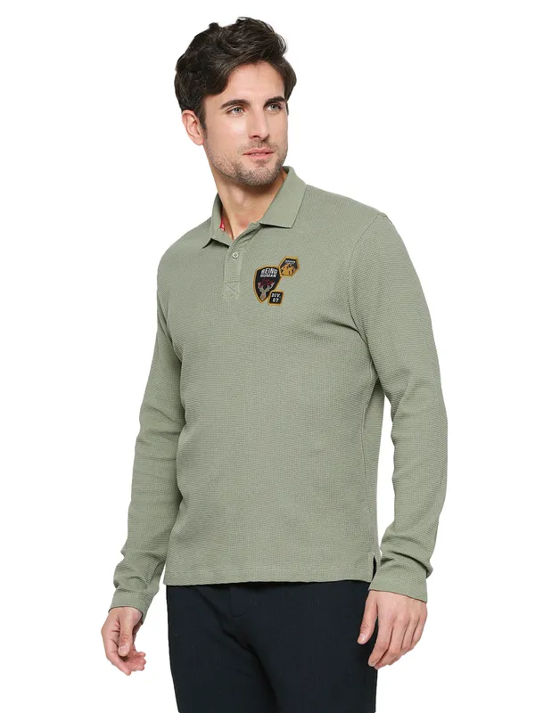 Being Human Clothing Men Regular Fit Polo Neck T-Shirts-Fresh Olive