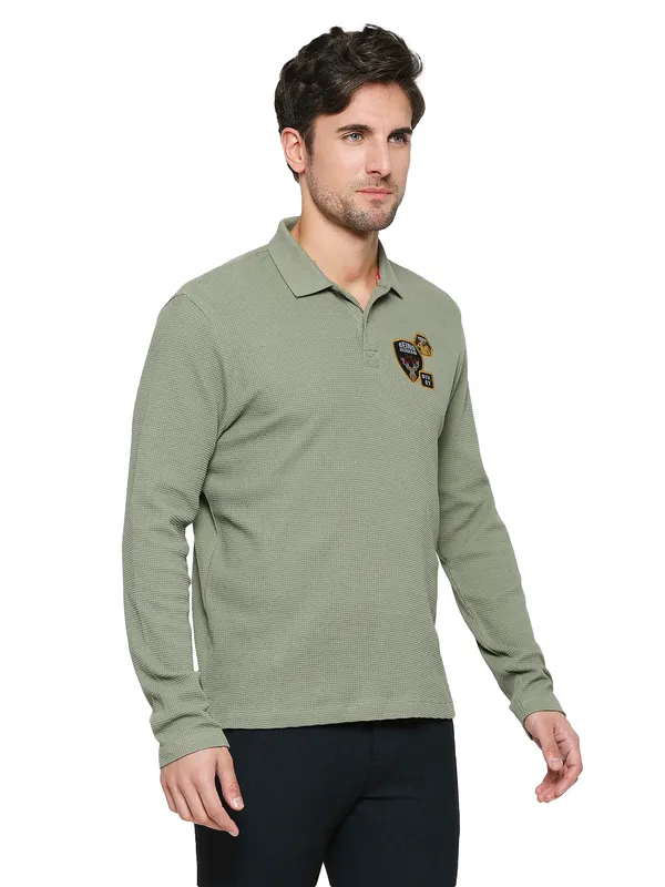 Being Human Clothing Men Regular Fit Polo Neck T-Shirts-Fresh Olive