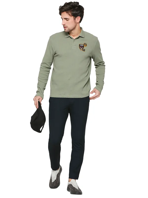 Being Human Clothing Men Regular Fit Polo Neck T-Shirts-Fresh Olive