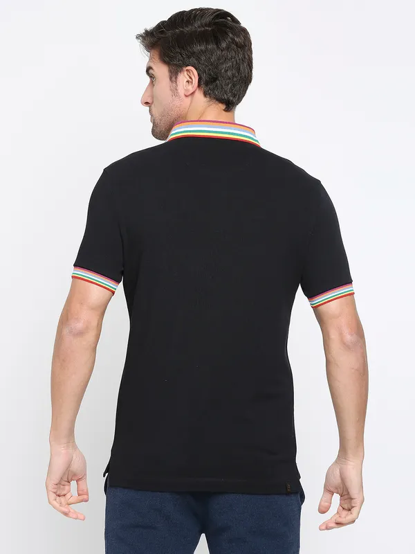 Being Human Clothing Men Regular Fit Polo Neck T-Shirts-Black