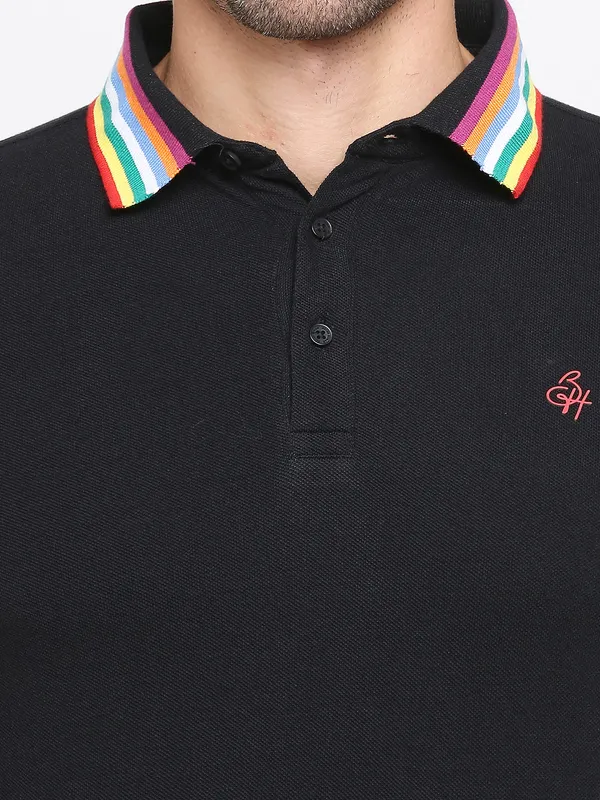 Being Human Clothing Men Regular Fit Polo Neck T-Shirts-Black