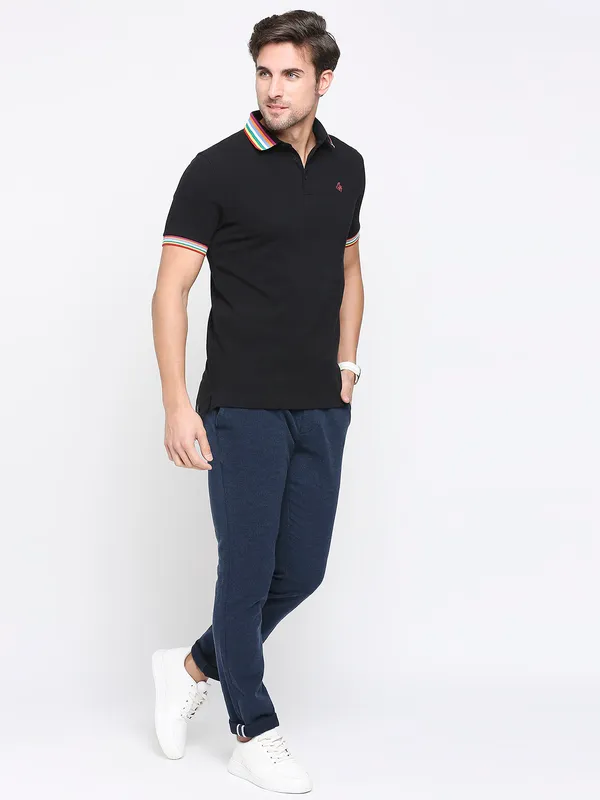 Being Human Clothing Men Regular Fit Polo Neck T-Shirts-Black