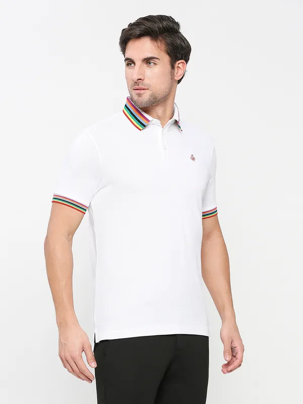 Being Human Clothing Men Regular Fit Polo Neck T-Shirts-White