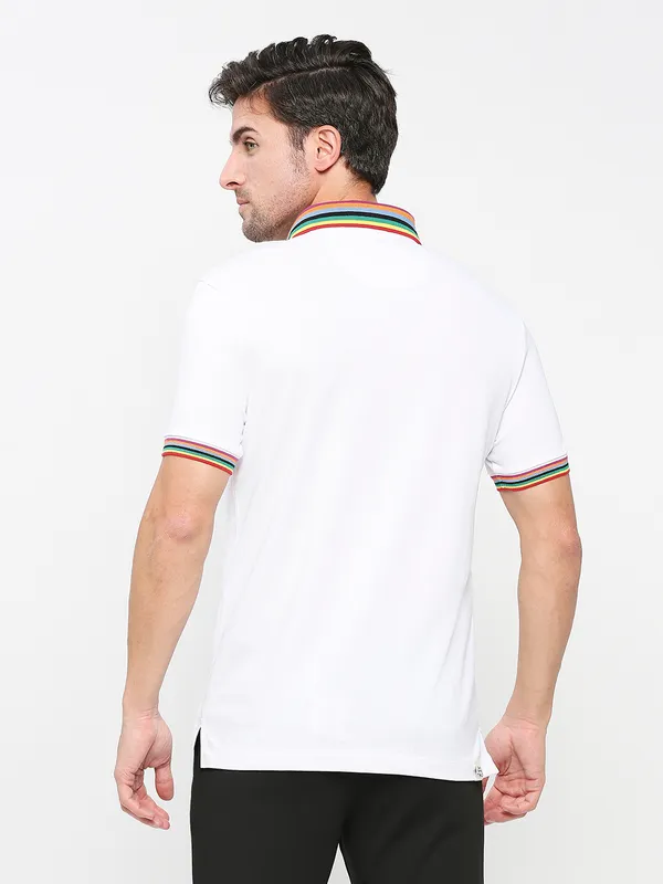 Being Human Clothing Men Regular Fit Polo Neck T-Shirts-White