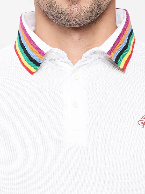 Being Human Clothing Men Regular Fit Polo Neck T-Shirts-White
