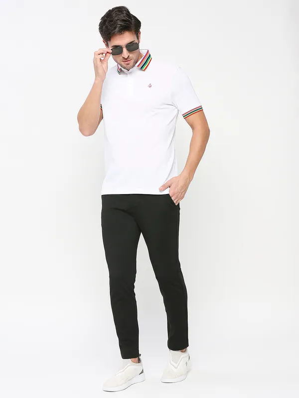 Being Human Clothing Men Regular Fit Polo Neck T-Shirts-White