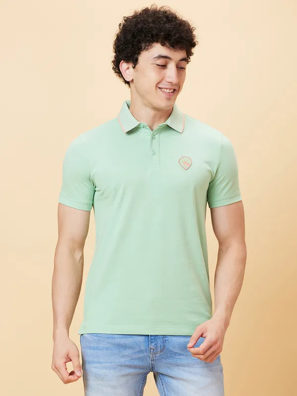 Being Human Clothing Men Regular Fit T-Shirts-Green Foam