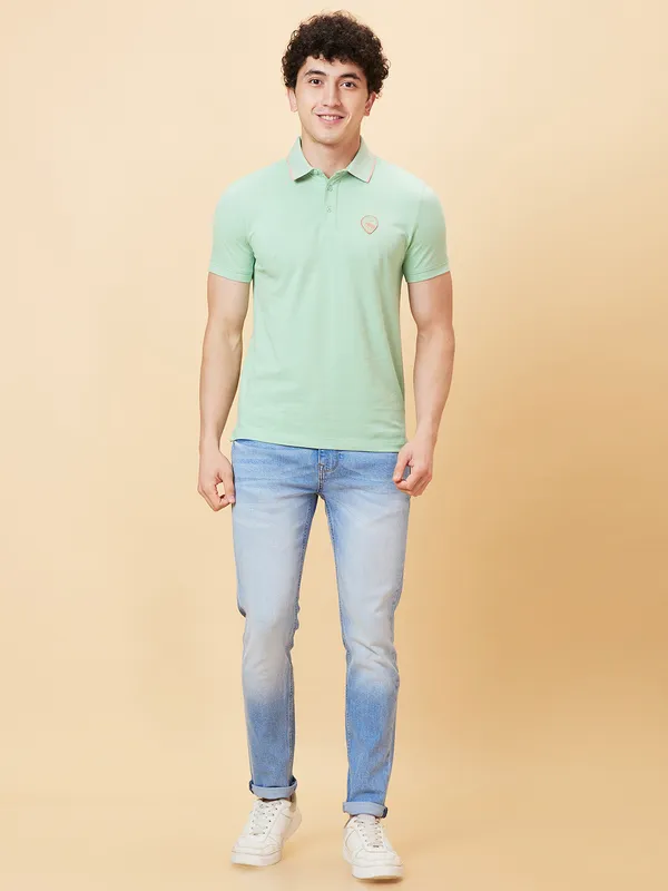 Being Human Clothing Men Regular Fit T-Shirts-Green Foam