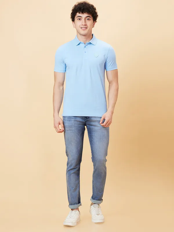 Being Human Clothing Men Regular Fit T-Shirts-Light Blue