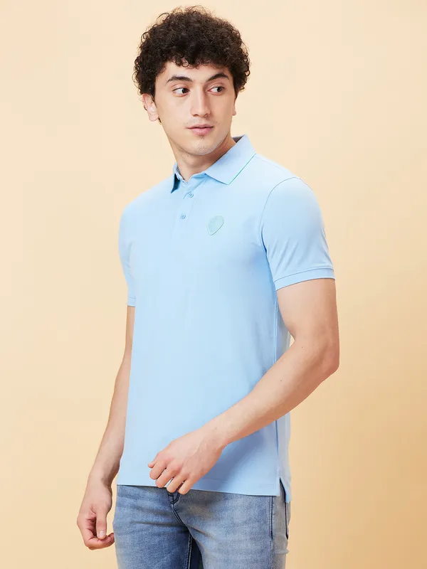 Being Human Clothing Men Regular Fit T-Shirts-Light Blue