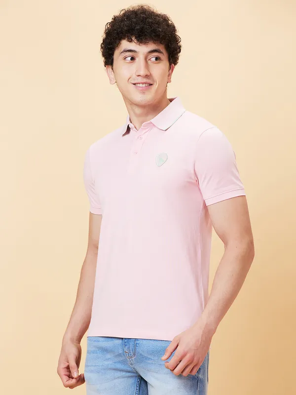 Being Human Clothing Men Regular Fit T-Shirts-Powder Pink