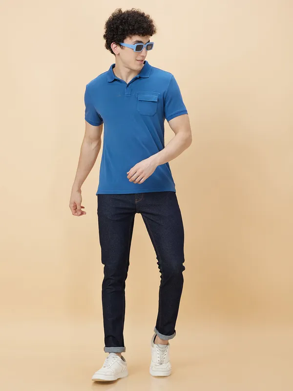 Being Human Clothing Men Regular Fit T-Shirts-Midnight Blue