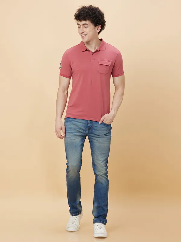 Being Human Clothing Men Regular Fit T-Shirts-Mineral Red