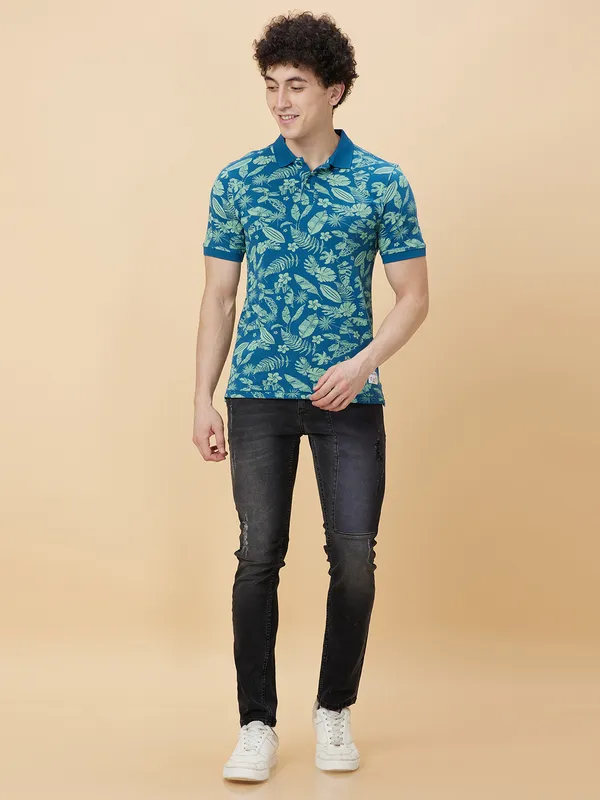 Being Human Men Regular Fit T-Shirts-Deep Ocean