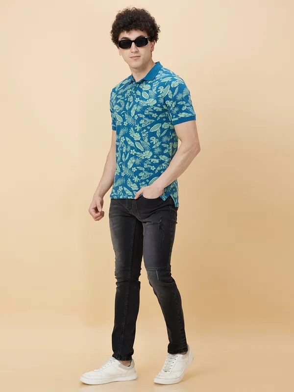 Being Human Men Regular Fit T-Shirts-Deep Ocean