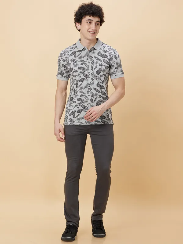 Being Human Men Regular Fit T-Shirts-Lt.Grey