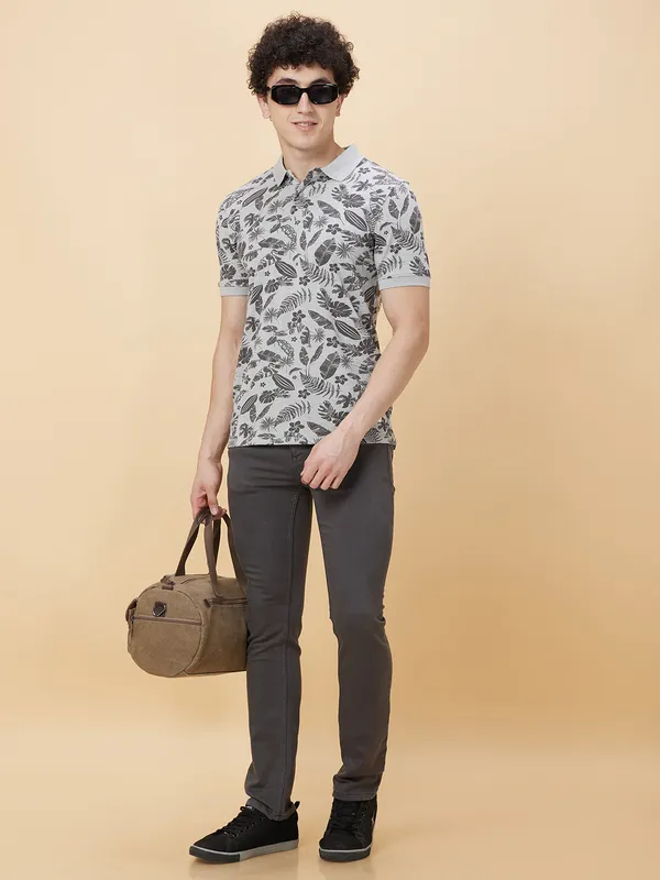Being Human Men Regular Fit T-Shirts-Lt.Grey