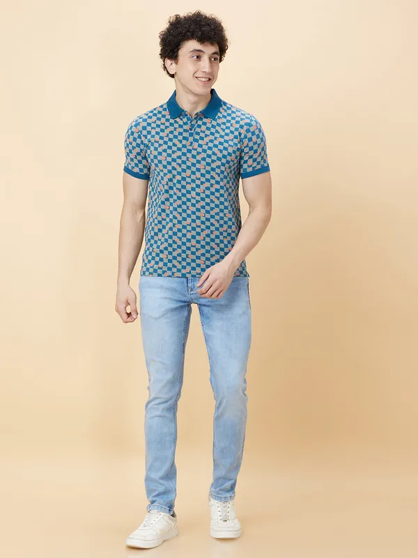 Being Human Men Regular Fit T-Shirts-Deep Ocean