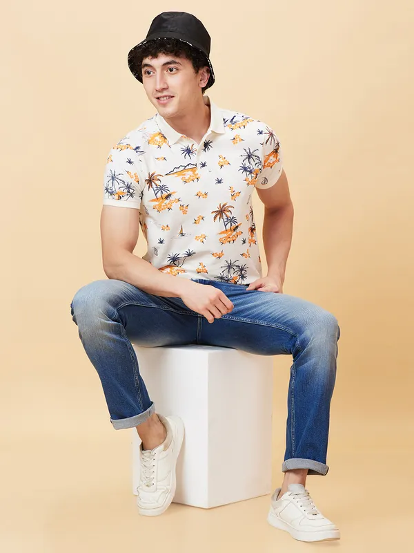 Being Human Clothing Men Regular Fit T-Shirts-Snow White