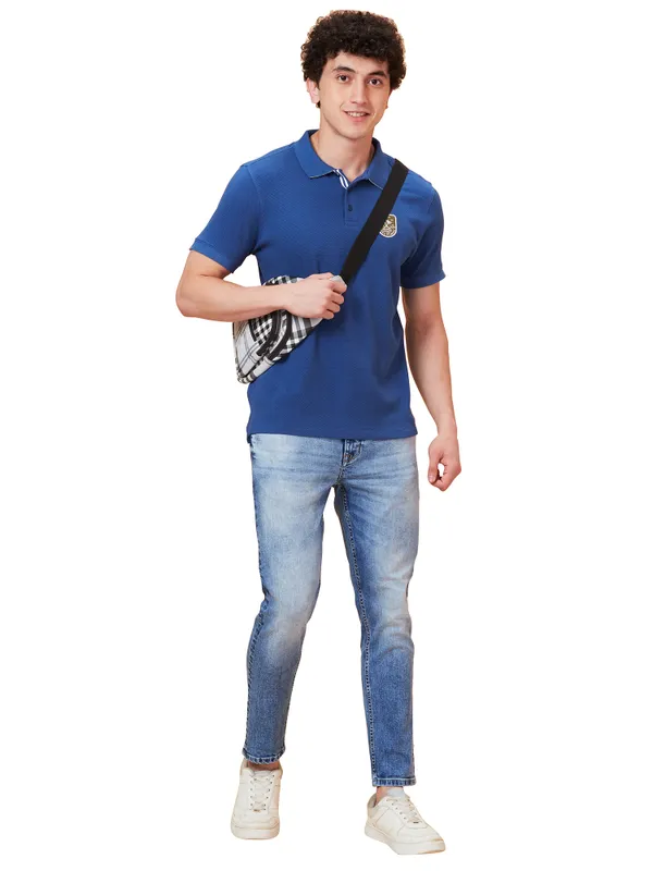 Being Human Clothing Men Regular Fit T-Shirts-Midlight Blue