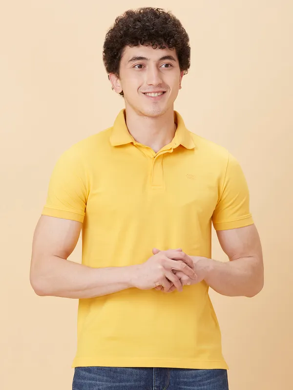 Being Human Men Regular Fit T-Shirts-Yellow
