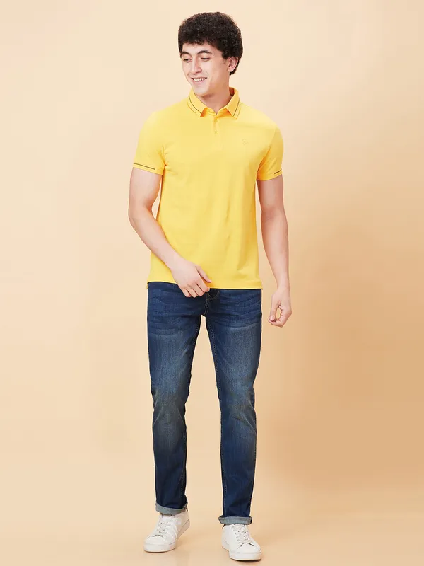 Being Human Clothing Men Regular Fit T-Shirts-Yellow