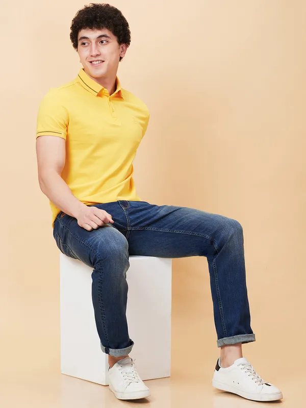Being Human Clothing Men Regular Fit T-Shirts-Yellow