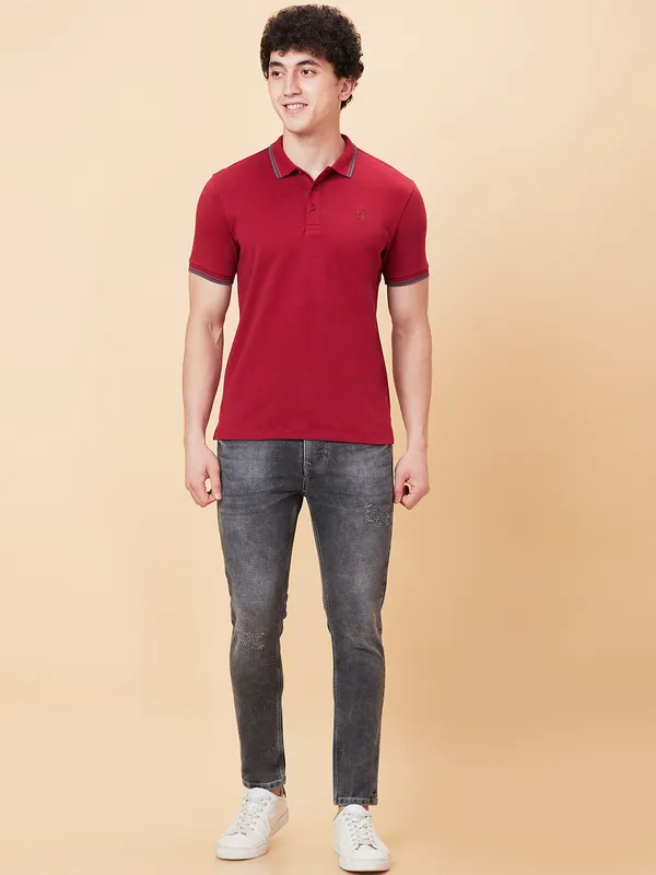 Being Human Clothing Men Regular Fit T-Shirts-Marron